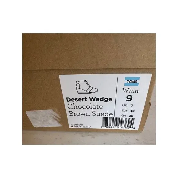 TOMS Desert Wedge Chocolate Brown Suede Size 9 - Picture 5 of 5